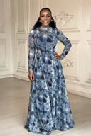 Robe longue abstraite bleue Lyric Dye