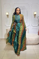 Conjunto de falda de realeza Kente esmeralda