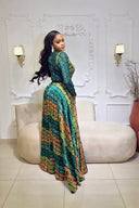Conjunto de falda de realeza Kente esmeralda