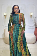 Conjunto de falda de realeza Kente esmeralda