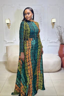Conjunto de falda de realeza Kente esmeralda