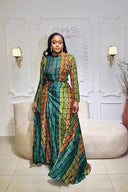 Conjunto de falda de realeza Kente esmeralda