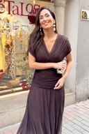 Mesh-Midikleid mit V-Ausschnitt
