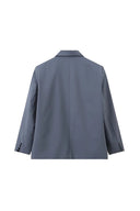 Blazer Oversize con Spacco Laterale Blu Acciaio