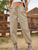 Pantaloni cargo jogger cu șnur, stil stradal