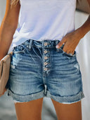 Shorts di jeans strappati versatili a vita alta