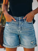 Nye Stilfulde Slidte Denim Shorts