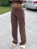 Çok Cepli Rahat Kesim Denim Kargo Pantolon