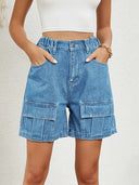 Shorts di denim elasticizzato effetto usato
