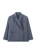 Blazer Oversize con Spacco Laterale Blu Acciaio