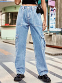 Pantaloni utilitari din denim cu talie elastică Retro Wash