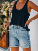 Nye Stilfulde Slidte Denim Shorts