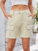Shorts cargo in denim con vita elasticizzata