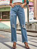 Pantaloni di Jeans Strappati alla Moda per Donna