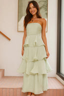 Sexy schulterfreies, rückenfreies, gestuftes Midikleid