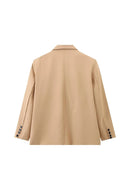 Blazer Oversize con Spacco Laterale Blu Acciaio