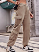 Lockere Jeans-Cargohose mit Kordelzug