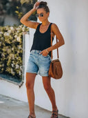 Nye Stilfulde Slidte Denim Shorts