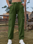 Pantaloni jogger din denim cu talie elastică la modă