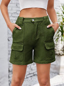 Shorts cargo in denim con vita elasticizzata
