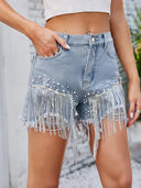 Shorts con frange impreziosite scintillanti