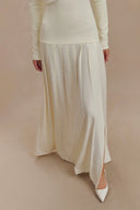 Abito Maxi a Maglia con Spalle Scoperte - Avorio