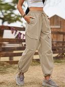 Pantaloni cargo jogger cu șnur, stil stradal