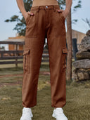Pantaloni jogger din denim cu talie elastică la modă