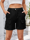 Shorts cargo in denim con vita elasticizzata
