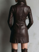 Vestido mini ajustado con cremallera de cuero marrón chocolate chic