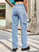 Pantaloni utilitari din denim cu talie elastică Retro Wash