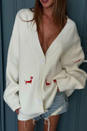 Cardigan a maglia con scollo a V e motivo bassotto