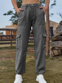 Pantaloni jogger din denim cu talie elastică la modă