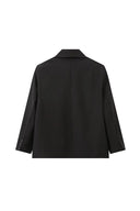 Blazer Oversize con Spacco Laterale Blu Acciaio