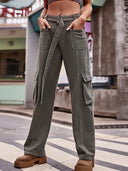 Pantaloni cargo din denim urban hip-hop la modă