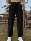 Pantaloni jogger din denim cu talie elastică la modă