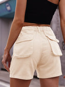 Pantaloni scurți din denim cu talie elastică, stil casual american
