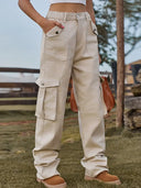 Pantaloni cargo din denim cu talie elastică vintage