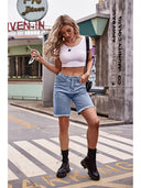 Shorts di jeans versatili con orlo sfrangiato