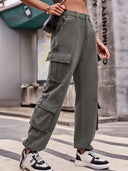 Lockere Jeans-Cargohose mit Kordelzug