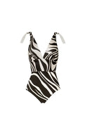 Dybt V Stribet Monokrom Elegant Badedragt