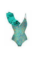 Boho zwempak met ruches en print set