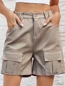 Shorts di denim elasticizzato effetto usato