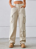 Pantaloni di jeans lavati con tasche multiple