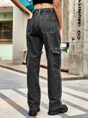 Pantaloni utilitari din denim cu talie elastică Retro Wash