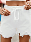 High-Waist elastische Denim-Shorts
