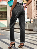 Pantaloni di Jeans Strappati alla Moda per Donna
