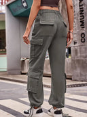 Lockere Jeans-Cargohose mit Kordelzug