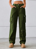 Pantaloni di jeans lavati con tasche multiple