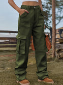 Pantaloni cargo din denim cu talie elastică vintage